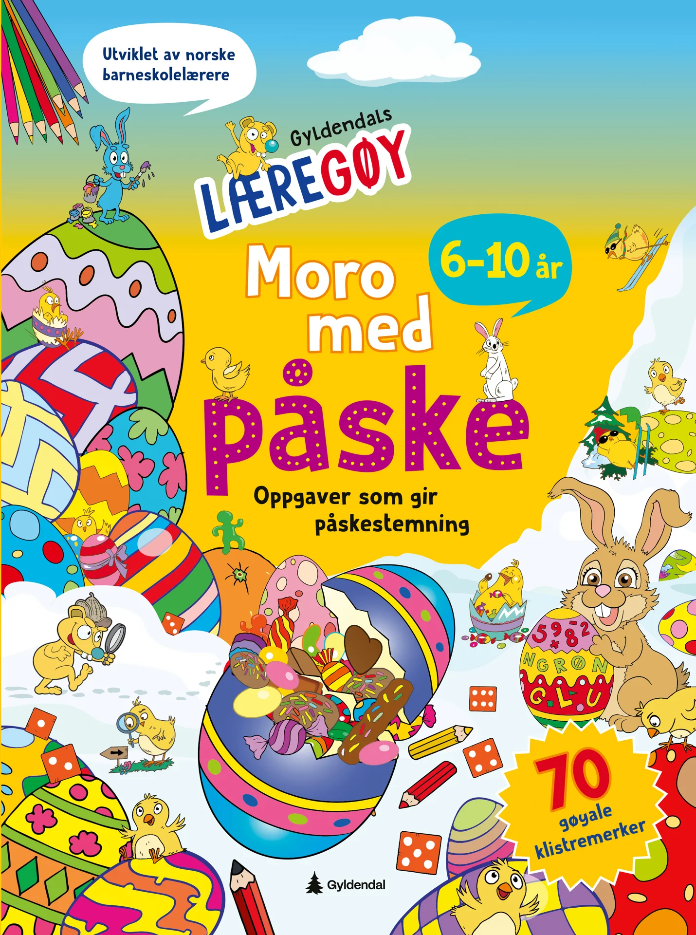 læring, lek, fantasi, kreativitet, moro, oppdagelse, nysgjerrighet, mestring, aktivitet, oppgaver, hjernetrim, gåter, labyrinter, prikk til prikk, finn forskjellene, fargelegging, tegning, bokstaver, ord, lesing, skriving, tall, regning, former, mønster, dyr, småkryp, roboter, fotball, natur, årstider, sommer, jul, påske, skole, skolestart, barn, venner, blyanter, farger, aktivitetsbøkeråske