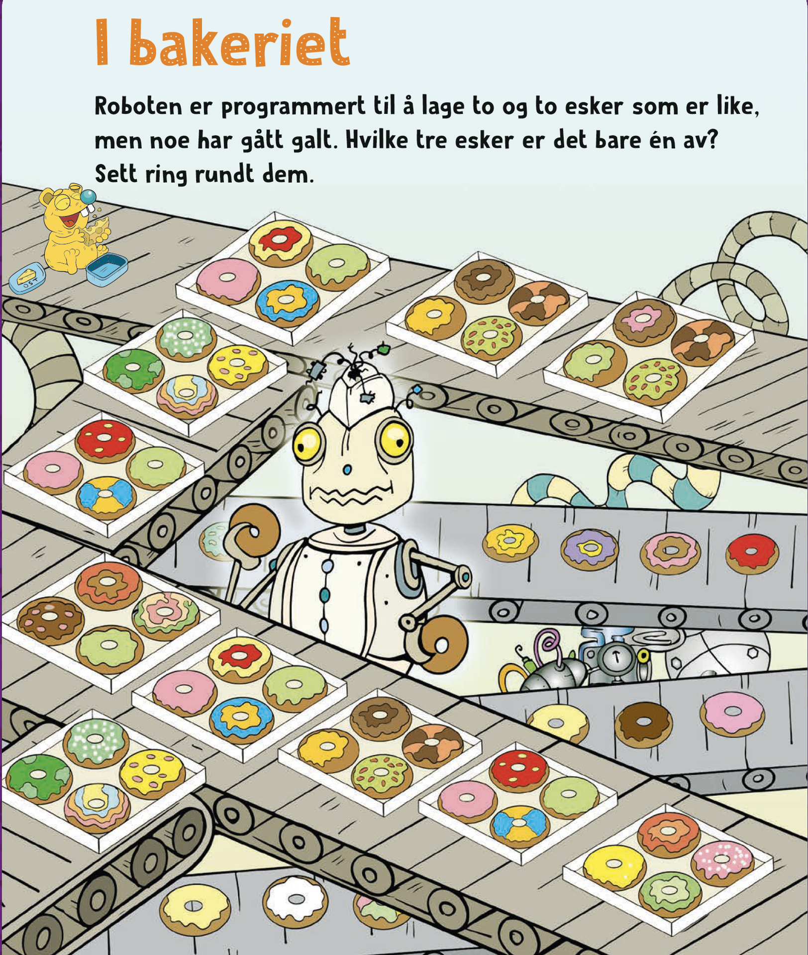 læring, lek, fantasi, kreativitet, moro, oppdagelse, nysgjerrighet, mestring, aktivitet, oppgaver, hjernetrim, gåter, labyrinter, prikk til prikk, finn forskjellene, fargelegging, tegning, bokstaver, ord, lesing, skriving, tall, regning, former, mønster, dyr, småkryp, roboter, fotball, natur, årstider, sommer, jul, påske, skole, skolestart, barn, venner, blyanter, farger, aktivitetsbøker