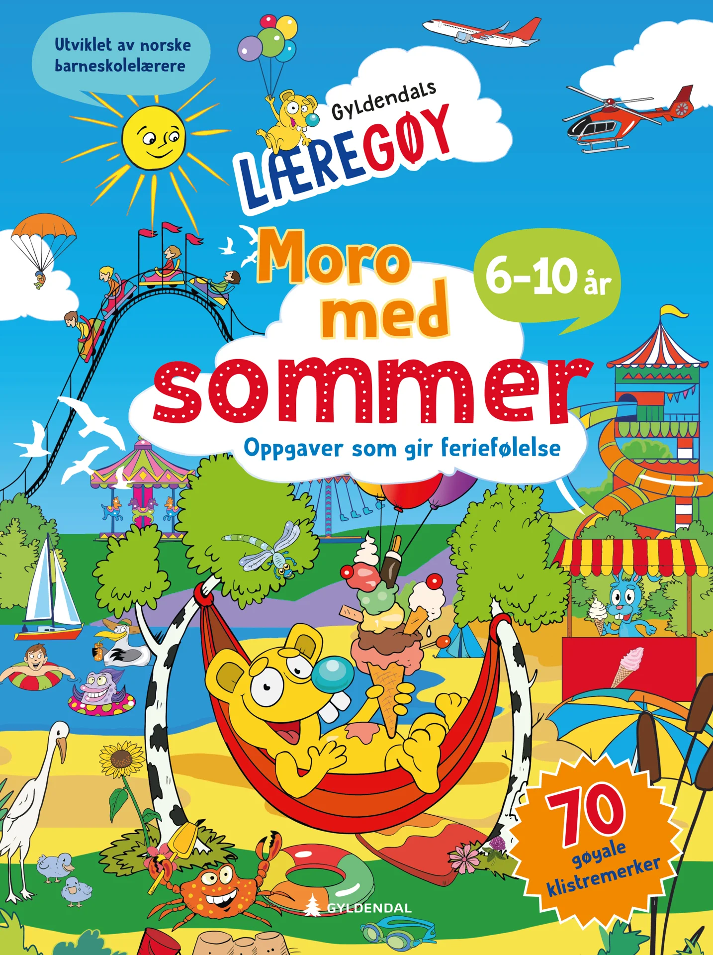 læring, lek, fantasi, kreativitet, moro, oppdagelse, nysgjerrighet, mestring, aktivitet, oppgaver, hjernetrim, gåter, labyrinter, prikk til prikk, finn forskjellene, fargelegging, tegning, bokstaver, ord, lesing, skriving, tall, regning, former, mønster, dyr, småkryp, roboter, fotball, natur, årstider, sommer, jul, påske, skole, skolestart, barn, venner, blyanter, farger, aktivitetsbøkerd sommer