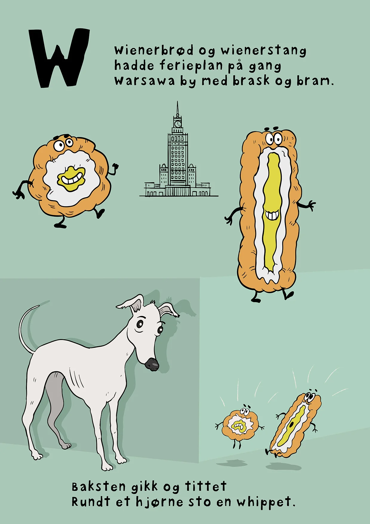 dikt, whippet, wienerbrød, alfabet