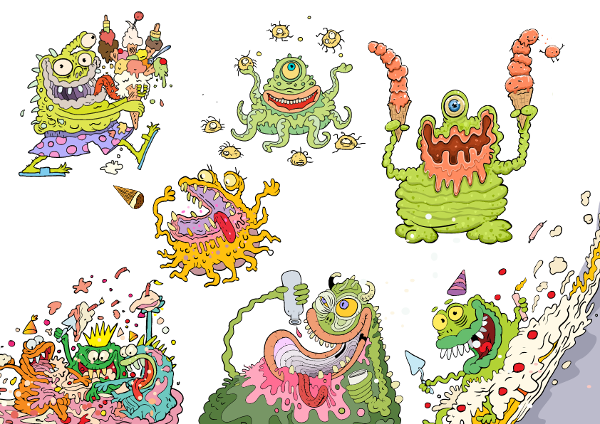 is, monstre, tegnseriefigur, barnebok, barn, billedbok, illustrasjon, tegne, fantasi