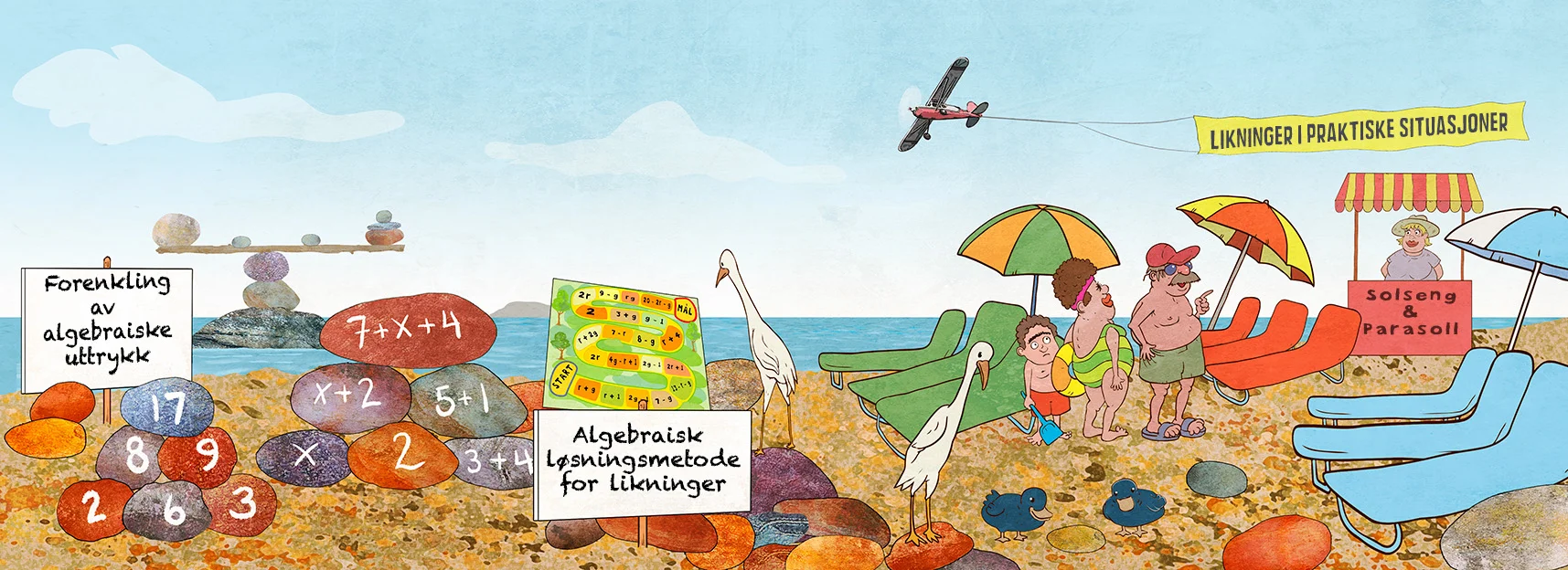 strand, parasoll, folk