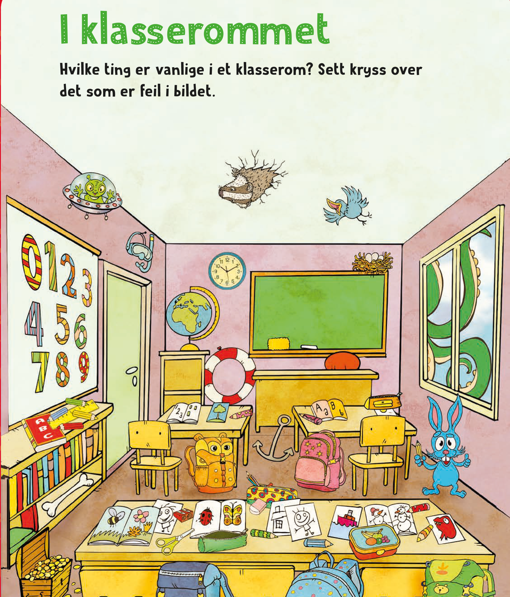 læring, lek, fantasi, kreativitet, moro, oppdagelse, nysgjerrighet, mestring, aktivitet, oppgaver, hjernetrim, gåter, labyrinter, prikk til prikk, finn forskjellene, fargelegging, tegning, bokstaver, ord, lesing, skriving, tall, regning, former, mønster, dyr, småkryp, roboter, fotball, natur, årstider, sommer, jul, påske, skole, skolestart, barn, venner, blyanter, farger, aktivitetsbøker