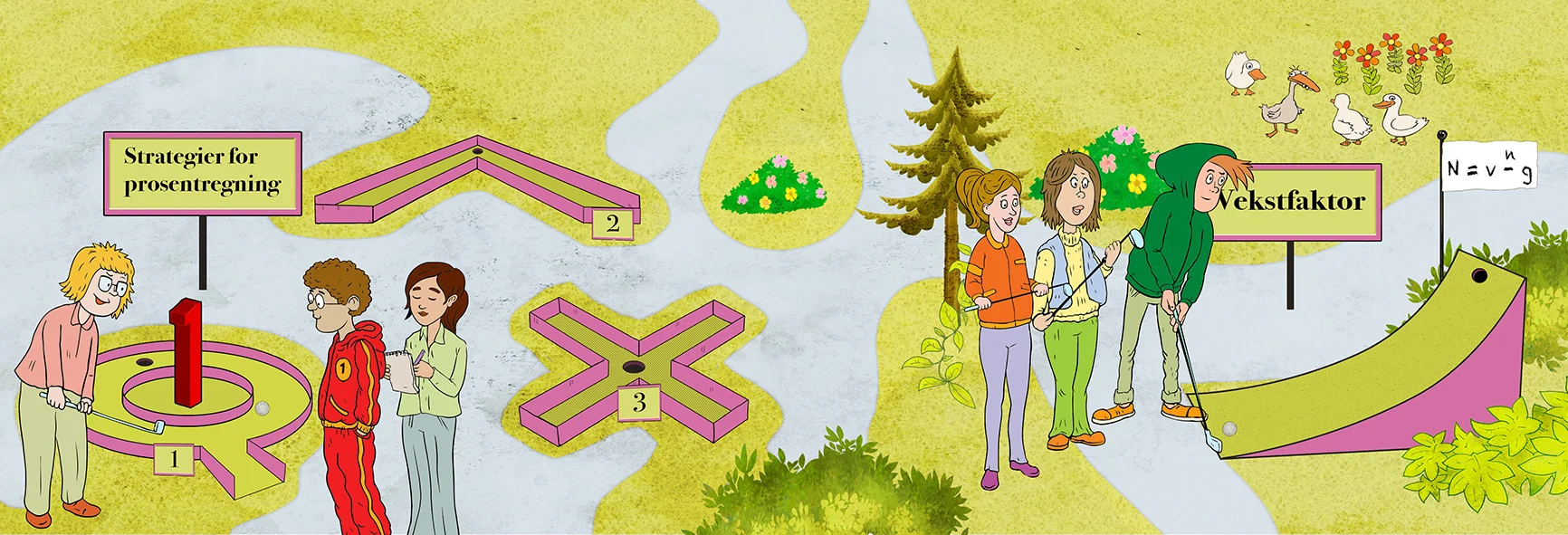 Minigolf, labyrint, barn