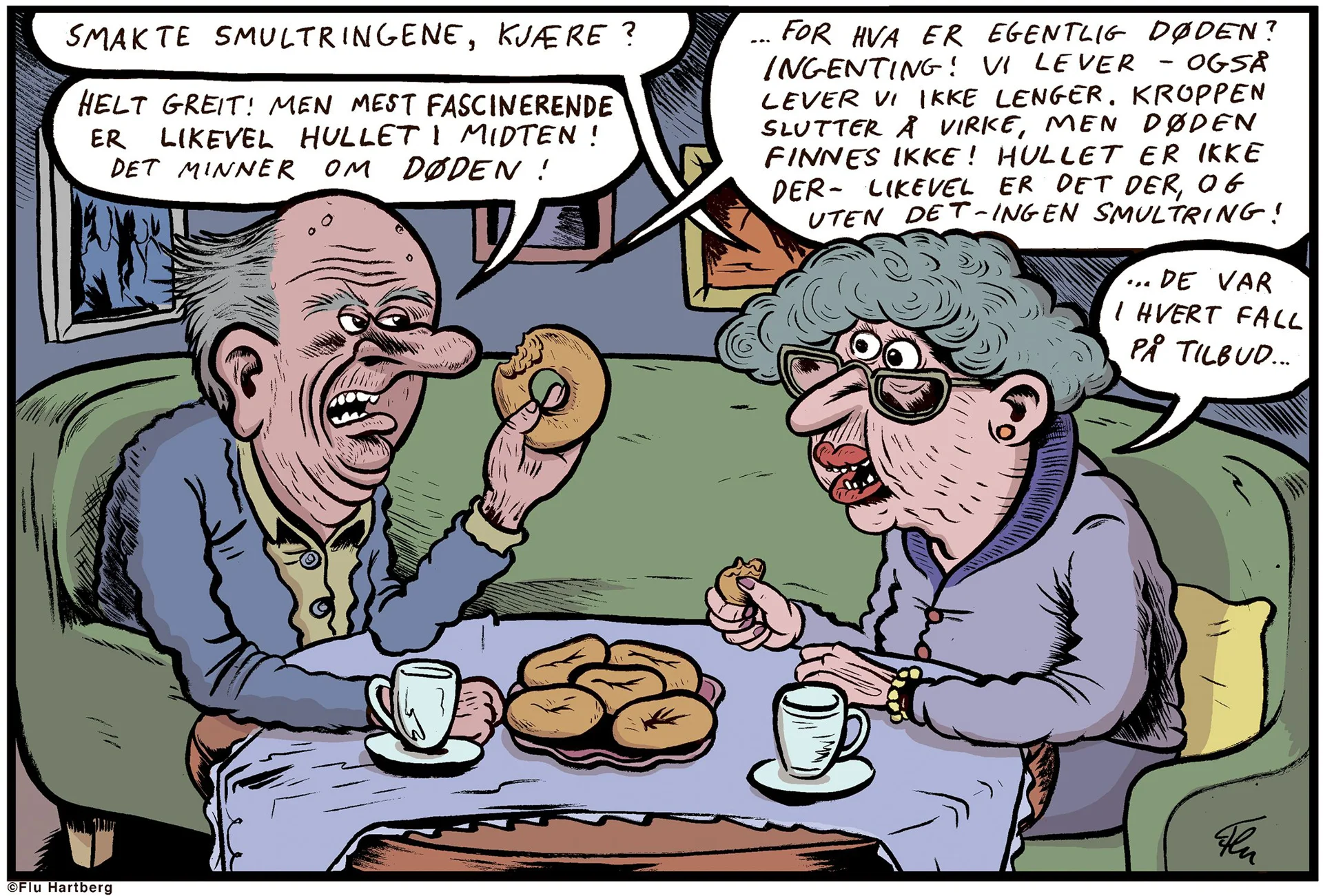 fagprat, vitsetegning, pensjonister,