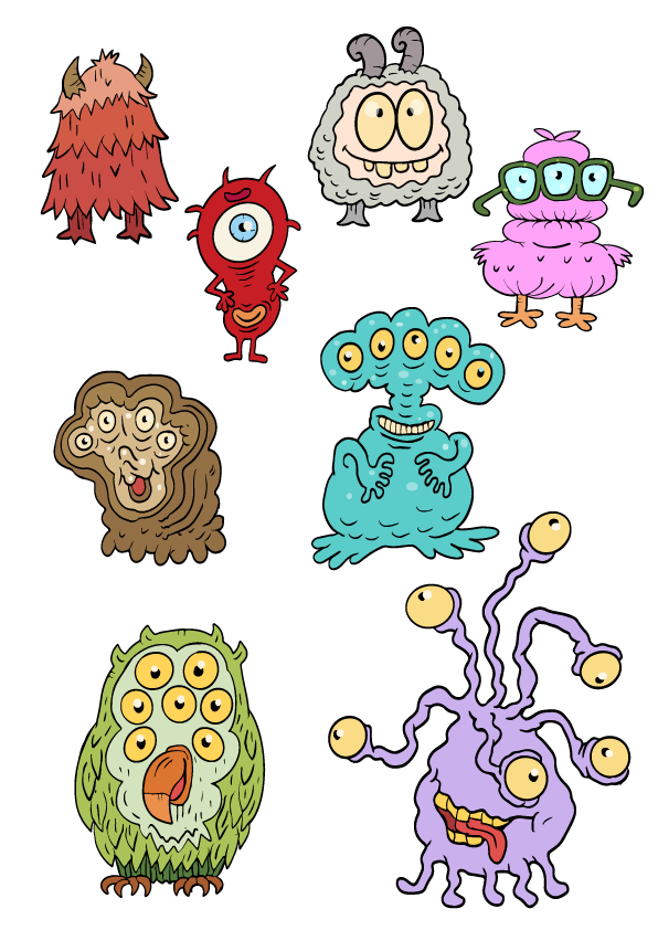 telle, monstre, tegnseriefigur, barnebok, barn, billedbok, illustrasjon, tegne, fantasi